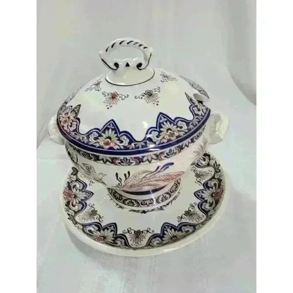 Boch Vieux Rhodes Delft-Tureen With Underplate - Picture 2 of 12